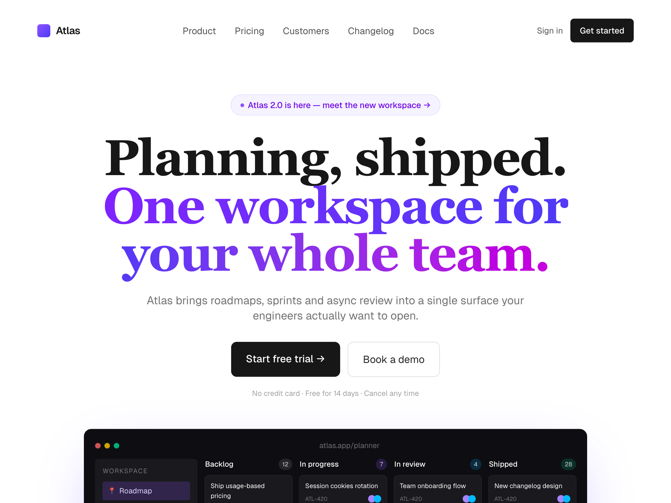 Atlas — team planning SaaS