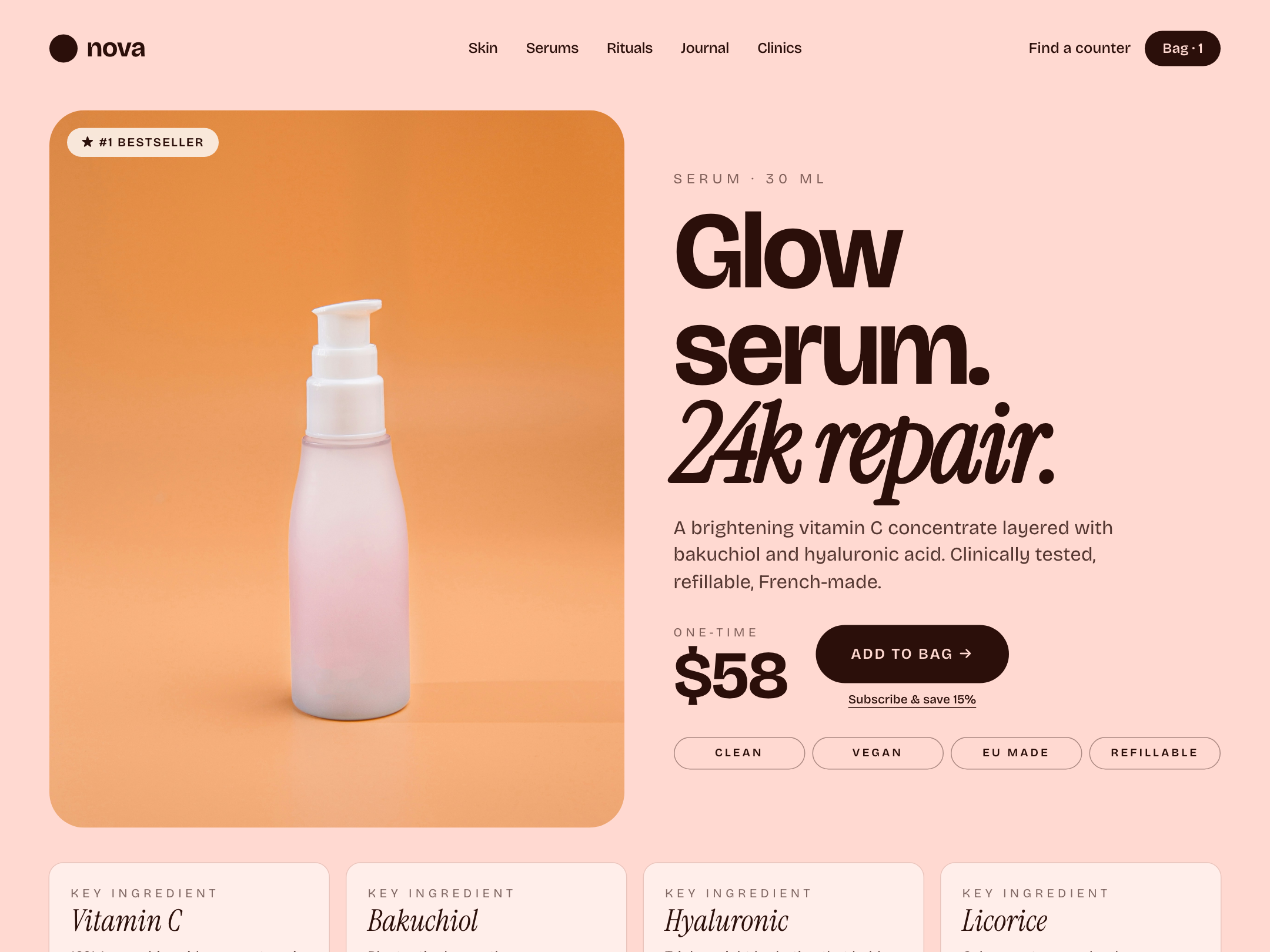 Nova — skincare e-commerce